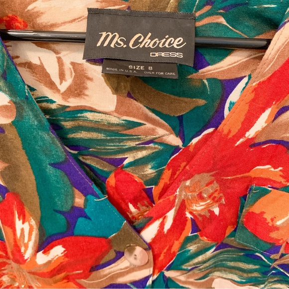 Vintage 90 Ms. Choice Tropical Floral Jumper Pants Jumpsuit Romper Size 8 Medium - Picture 5 of 16